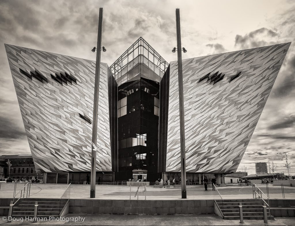 The entrance doorway to the Titanic Museum in Belfast's aptly named Titanic Quarter...