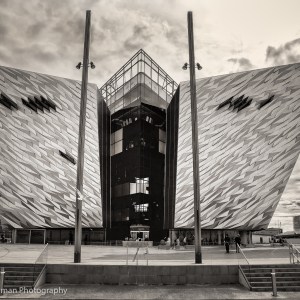 The entrance doorway to the Titanic Museum in Belfast's aptly named Titanic Quarter...