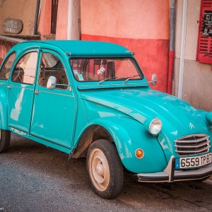 A Citroen 2CV photographed in provence near Lac St Croix.